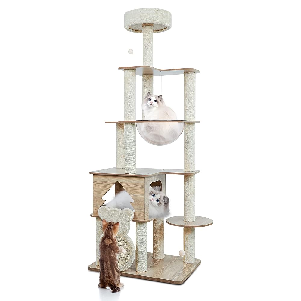 YUCHONG キャットタワー 据え置き 猫タワー 木製 小さな森 猫タワー ...
